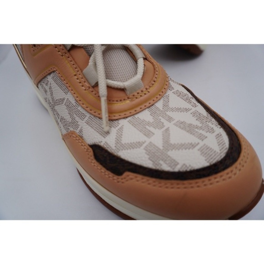 Michael Kors Olympia Trainer Sneakers Vanilla‎ Tan MK Logo 11M Retro Chic 37-01 - Picture 15 of 15